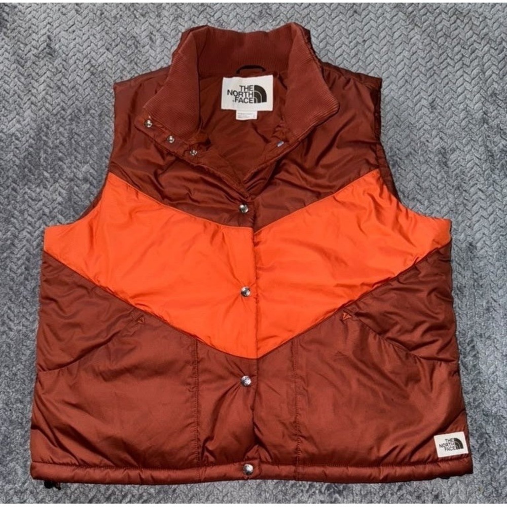 The North Face Women's Sylvester Insulated Colorblock Vest Orange Size XL